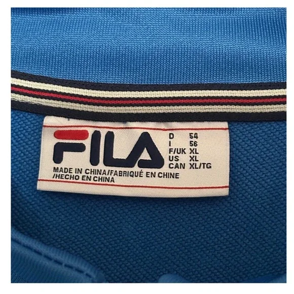 Fila Mens Track Jacket Blue White Stripe Full Zip Mock Neck XL New With Tags - Picture 3 of 5